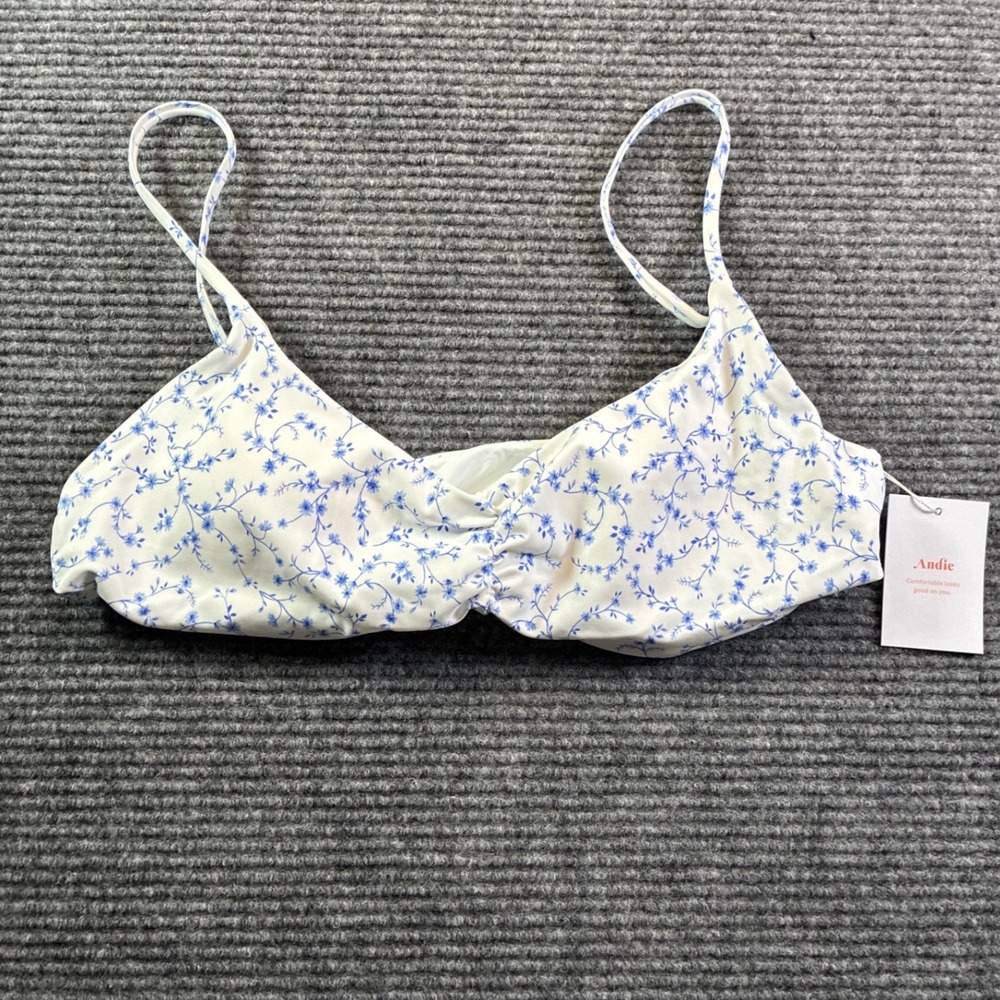 Andie Swim The Symi Top Toile Blue Floral Bikini Top XL Cottage Feminine AT263